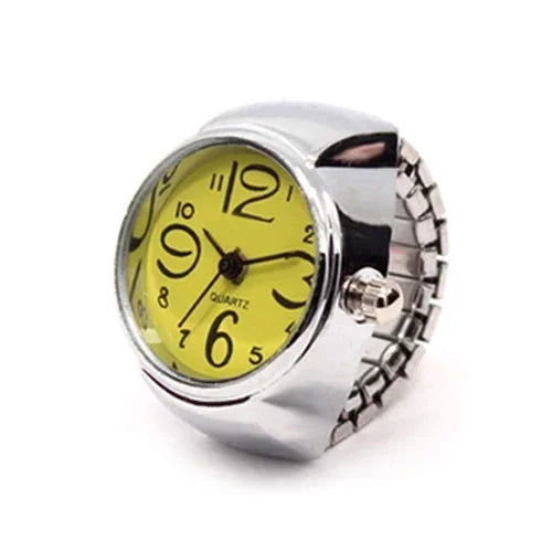 Colorful Watch Ring Women Men Retro Sliver Pointer Quartz Clock Finger Rings Punk Alloy Strap Watches Jewelry Accessories