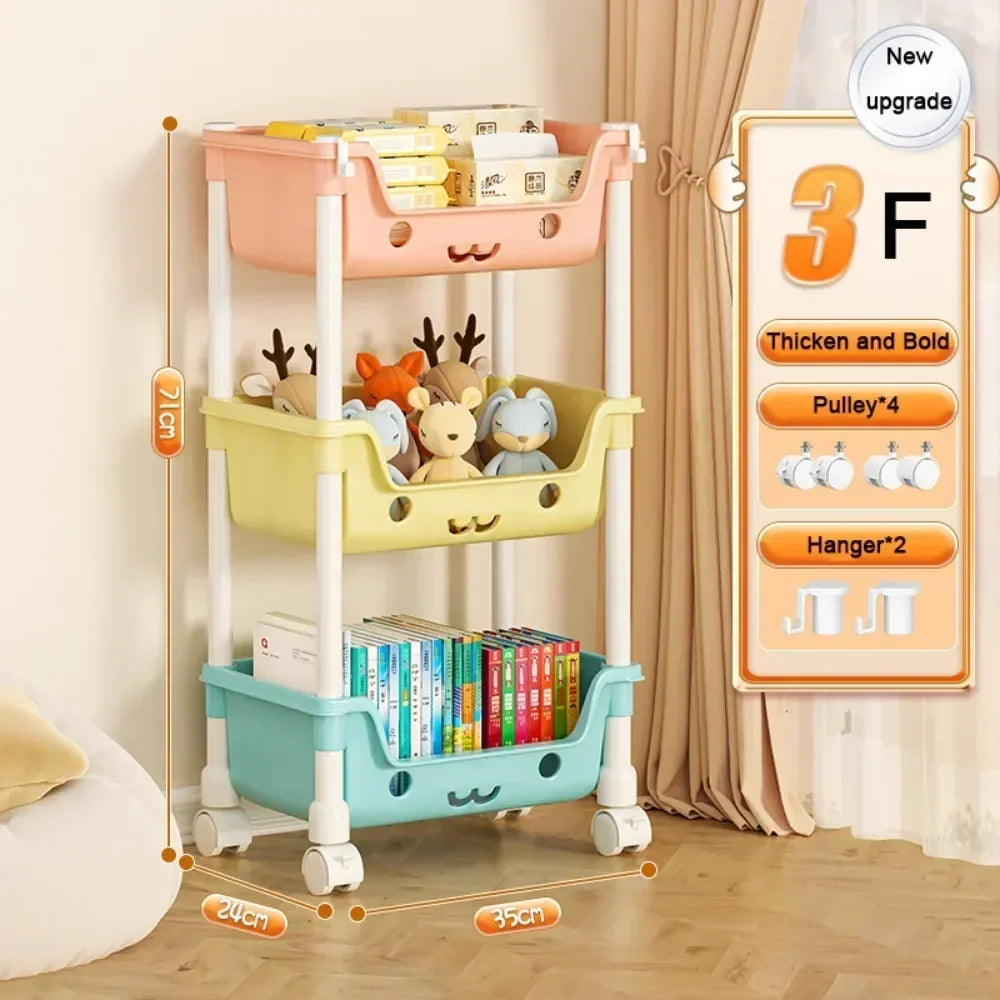 Children's snack rack storage organizer, bathroom accessories wardrobe organizer, kitchen storage toy storage cart bookshelf