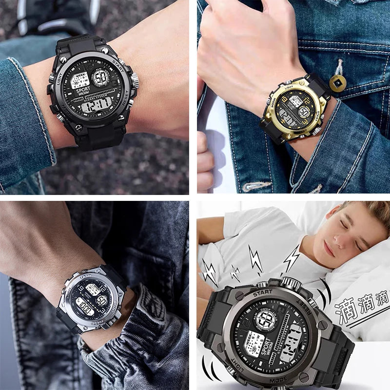 Multifunction Men's Sports Watch Waterproof Luminous Alarm Clock Men LED Digital Watch Large dial Electronic Wristwatch for Man