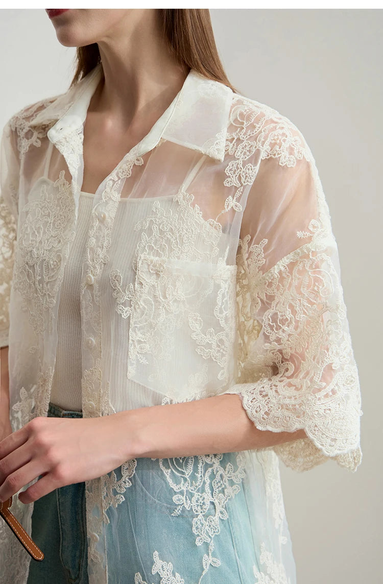 AMII Minimalist Office Lady Print Shirts Women Summer 2025 Short Sleeve Turn-down Collar Loose Blouses Female Fashion 12542155