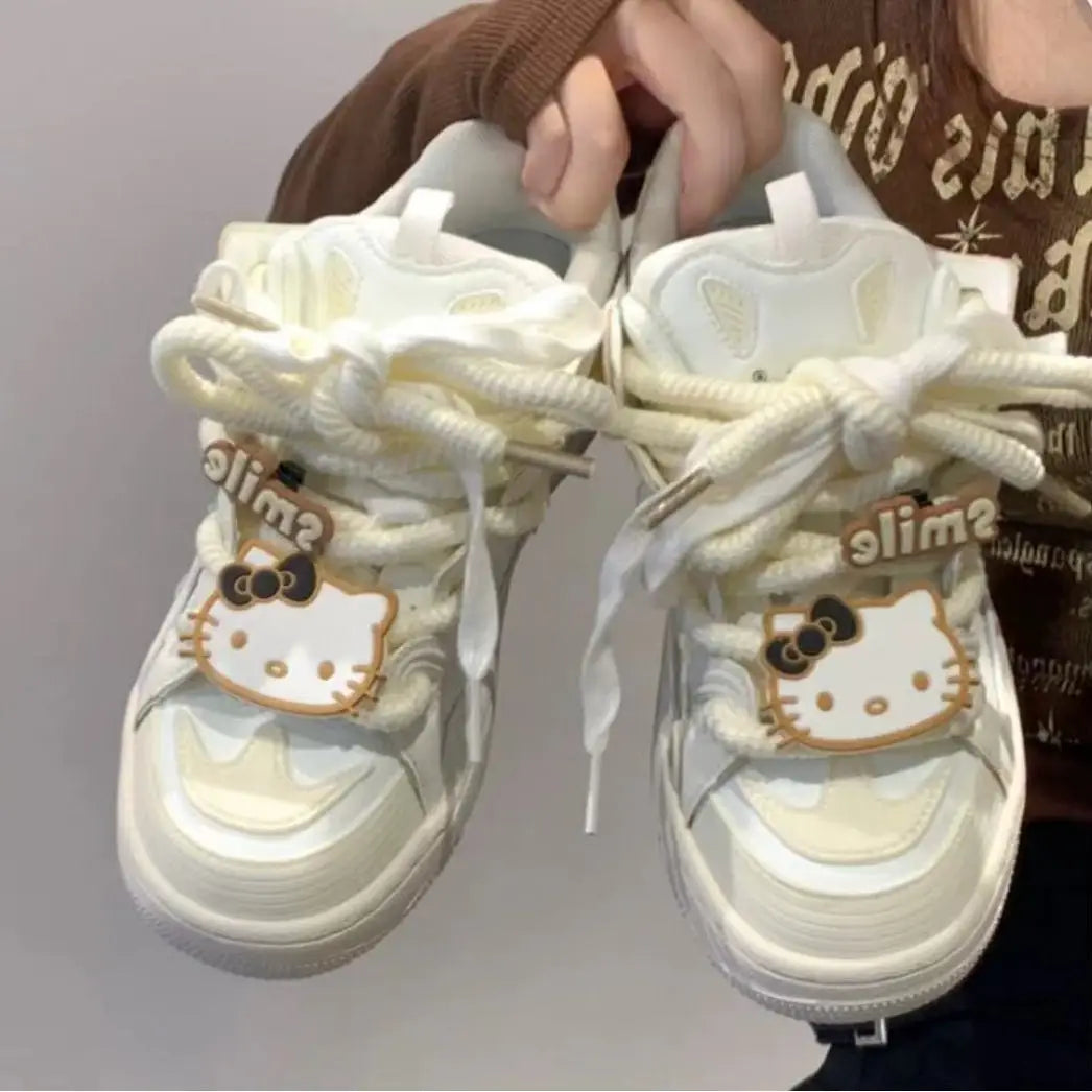 Sanrio Hello Kitty Luxury Design Plate Shoes Y2k Girl Cartoon Korean Style Aesthetic Cute Shoes Women Fashion Casual Sneakers