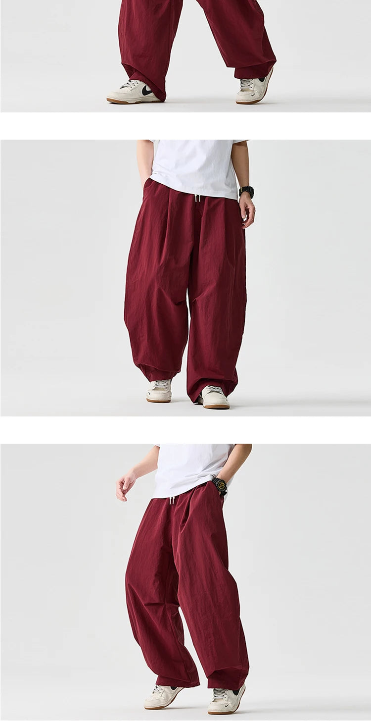 Wide Leg Pants Men and Women 2025 New Light Thin Solid Casual Harun Pants Elastic Waist Loose Oversize Fashion Trendy Streetwear