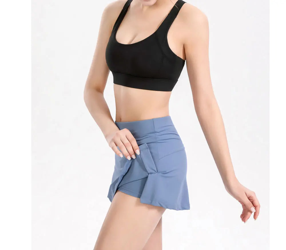 Summer Slim Yoga Shorts New Short Skirts Ultra Short Mini Skirts Gym Exercise Running Fitness Tennis Anti-Light Sports Skirts