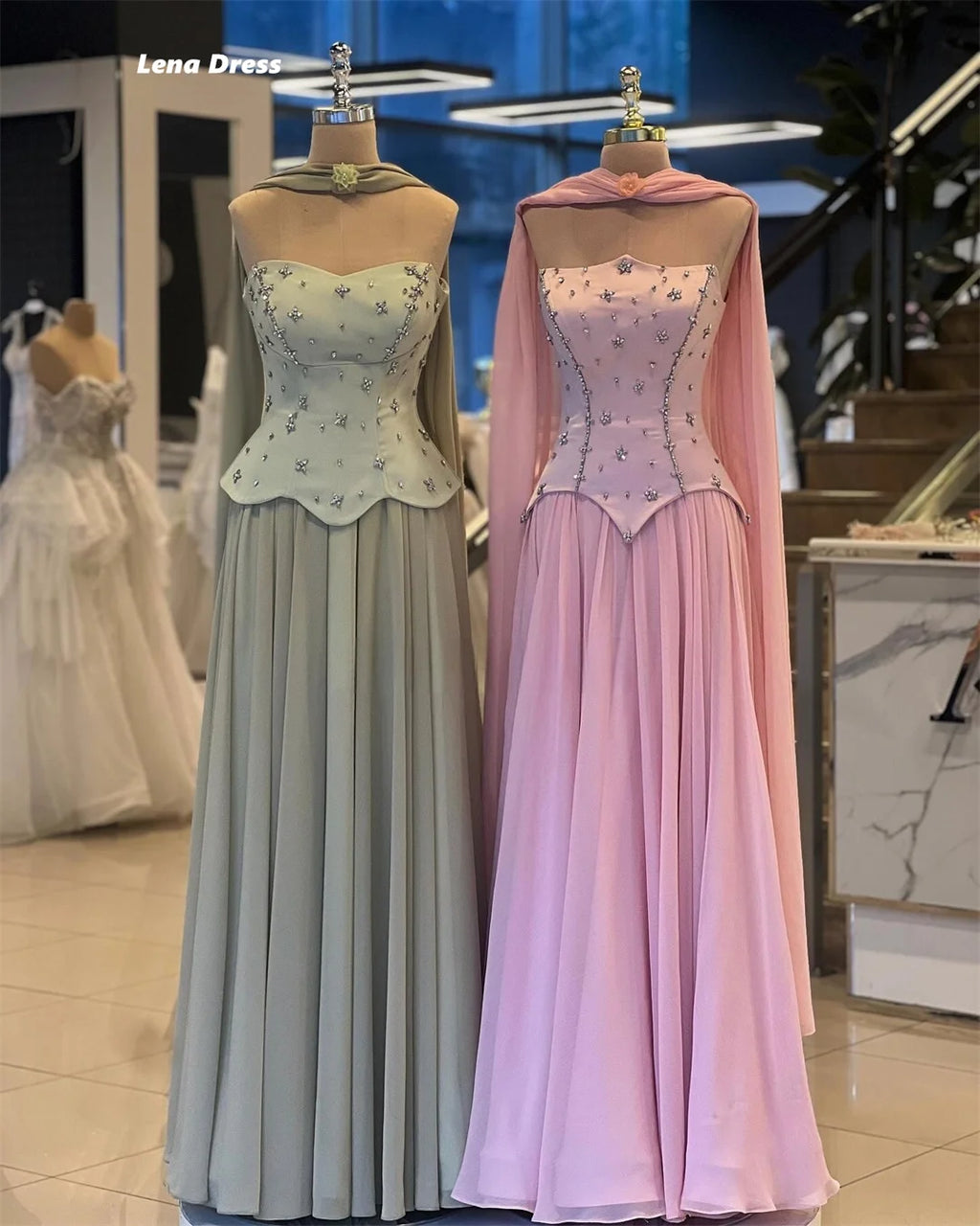 Lena Off-shoulder Women's Prom Dress Luxury Women Evening Dress Custom Made Long Prom Dresses 2025 Line A Robe Soiree Ball Gowns