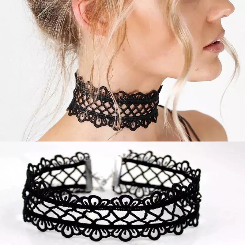 Girl Black Lace Choker Necklace For Women Trendy Neck Chain Collarbone Necklaces Punk Lolita Gothic jewelry For Girls Vintage