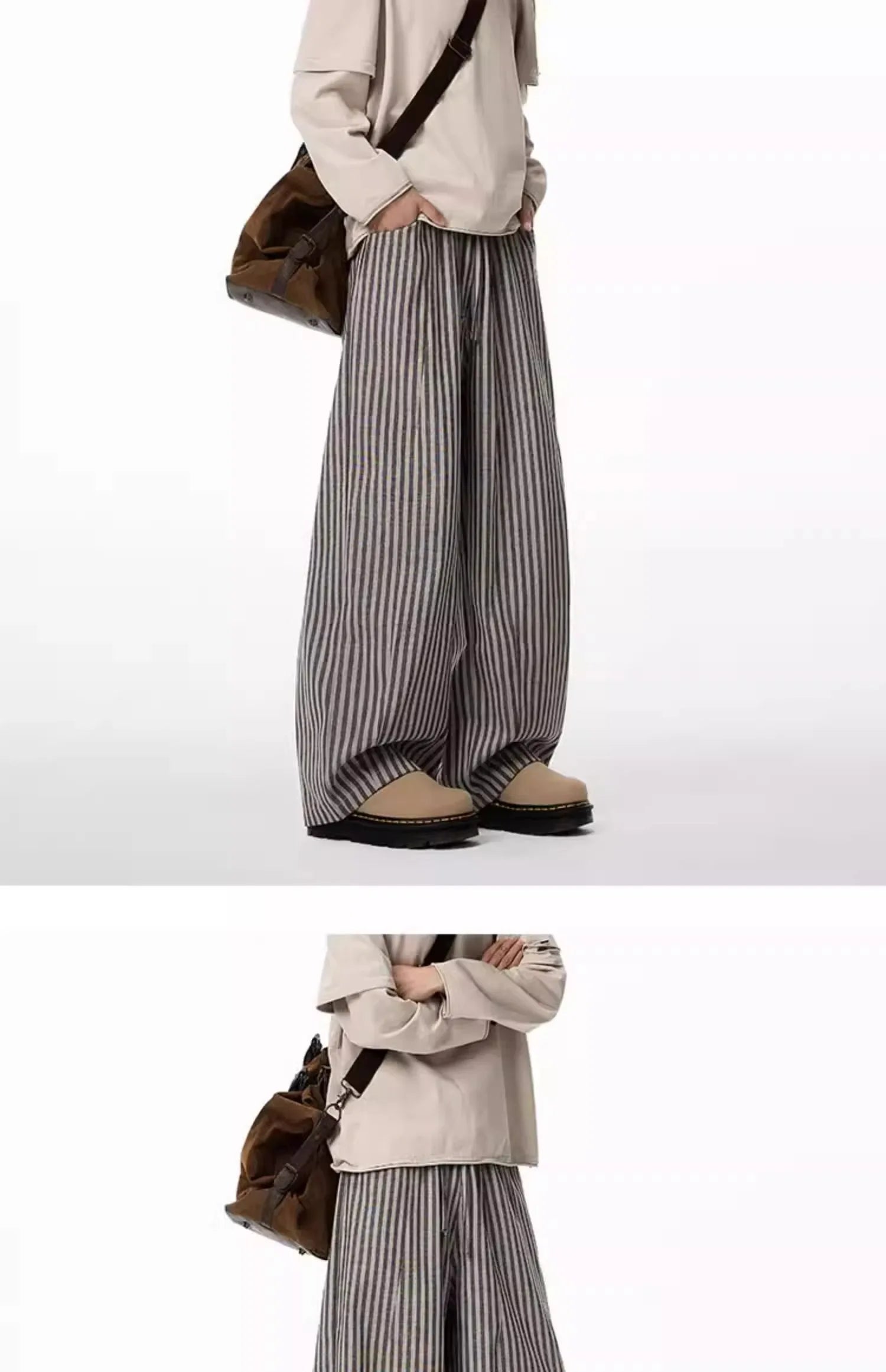 Women's Black Gothic Striped Long Pants Baggy Sweatpants Harajuku Y2k Emo Vintage Oversize Trousers Japanese 2000s Style Clothes
