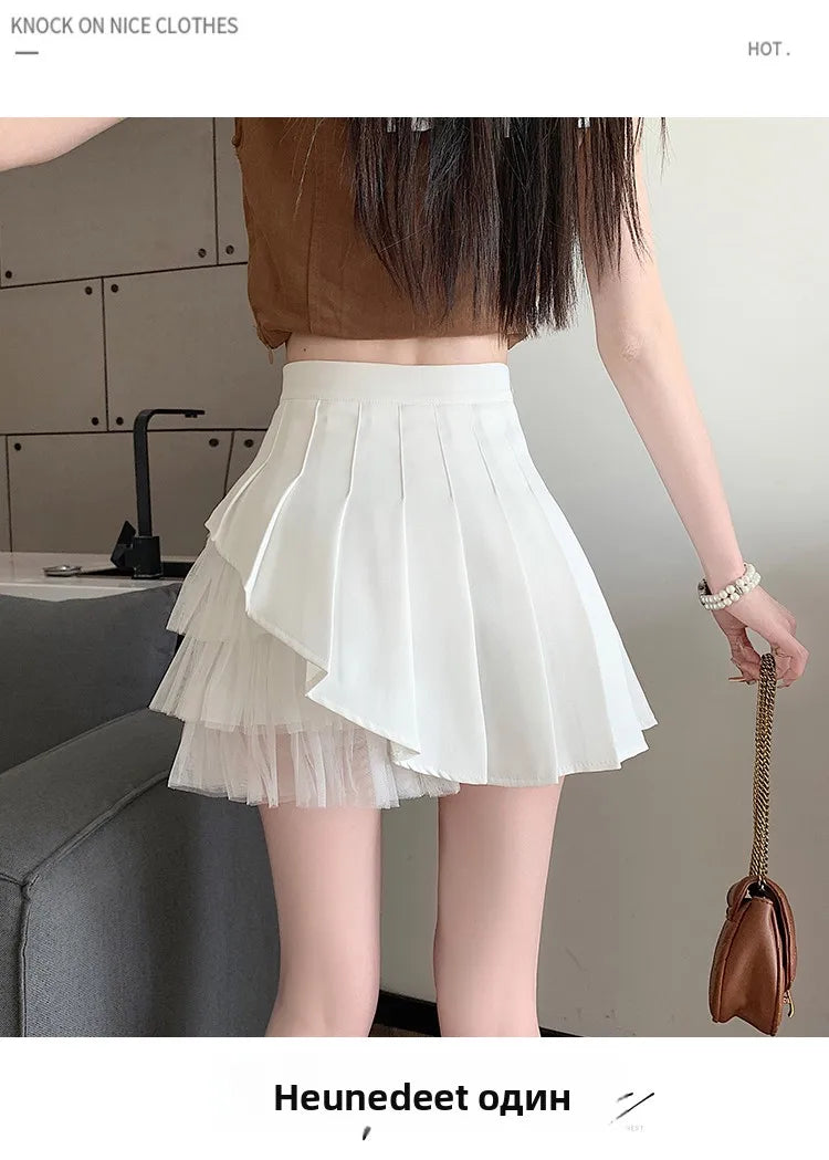 Slimming A-Line  Skirt for ort Women High Waist Pleated Tulle f Body Skirts Commute Sle Summer Collection