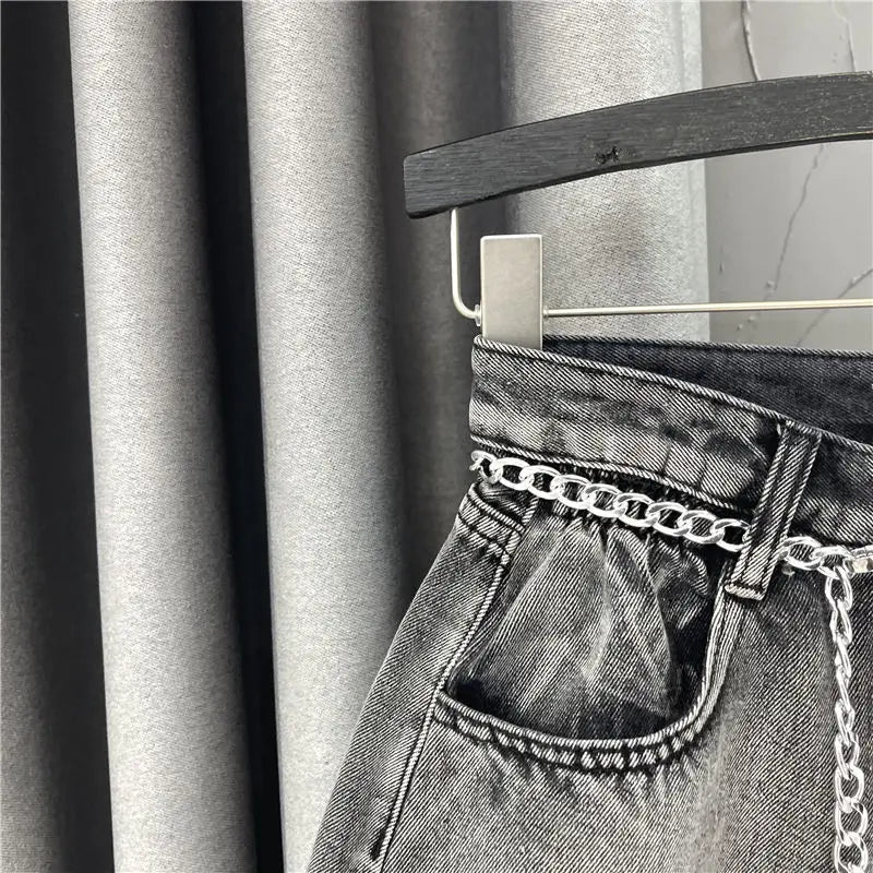 female fashion casual summer cool women denim booty Shorts high waists fur-lined leg-openings sexy short Jeans in gray