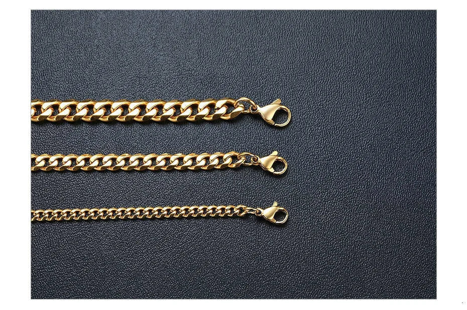 3/5/7/9/11MM Cuban Chain Necklaces for Men Women,Stainless Steel Curb Link Chain Collar,Jewelry Gift for Dad Husband BFF