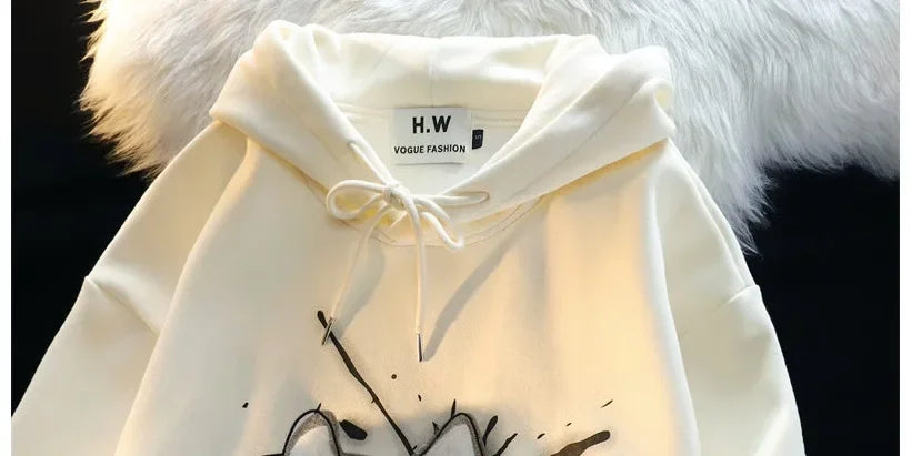 American Style Street Flocking Star Hooded Sweatshirt For Men Women Couple Loose Fit Oversize Spring Autumn Thin Jacket