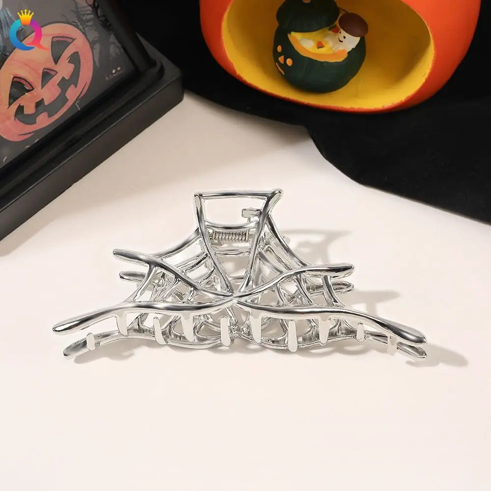 1Pcs Halloween Black Spider Hair Claw Clips with Pearl Charm Design,Metal Gothic Punk Hair Clips Strong Hold Hair Accessories