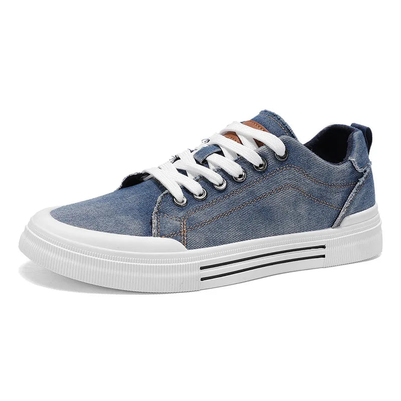New streetwear denim sneakers men's fashion tied up runway shoes male canvas sneakers hip-hop shoes large size 47 48 boy trainer