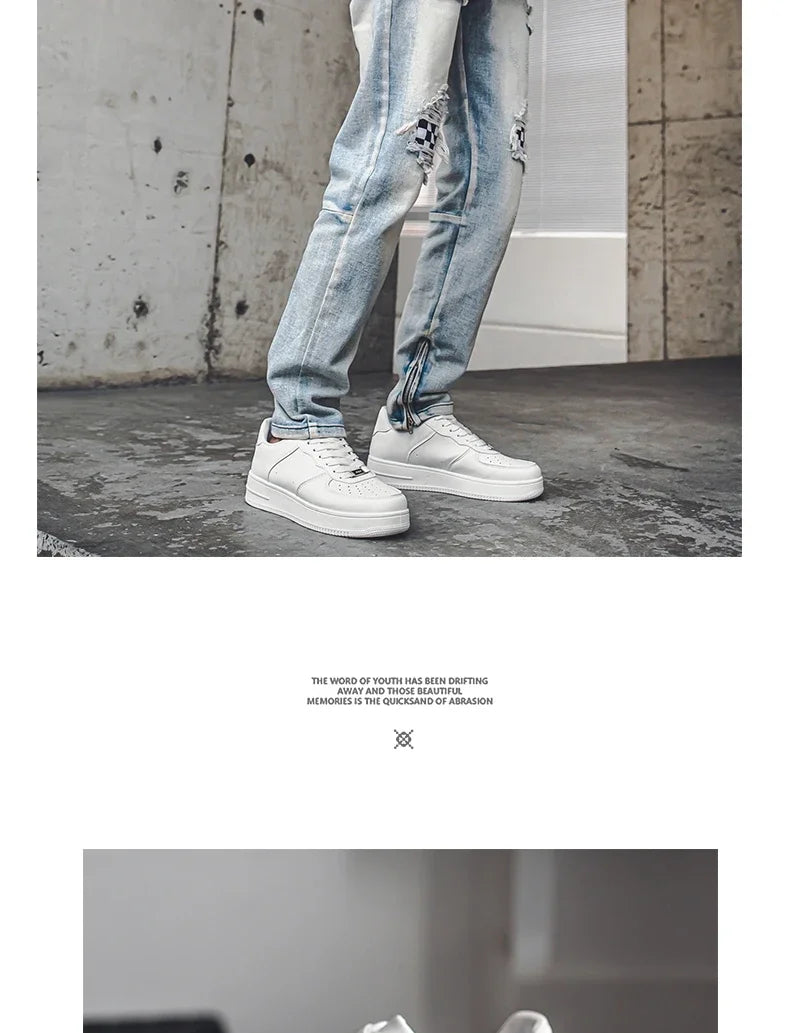 Autumn/Winter Black Casual Men's Shoes Air Force Sports Number 1 Black Kitchen Trendy Shoes Winter Rubber Outsole China Made