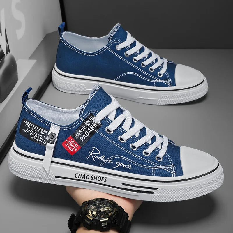 Casual Shoes Men's Canvas Shoes Male Sneakers Breathable Men Sports Shoes Black Cloth Shoe Trend Letter Men Shoe Low Cut Sneaker