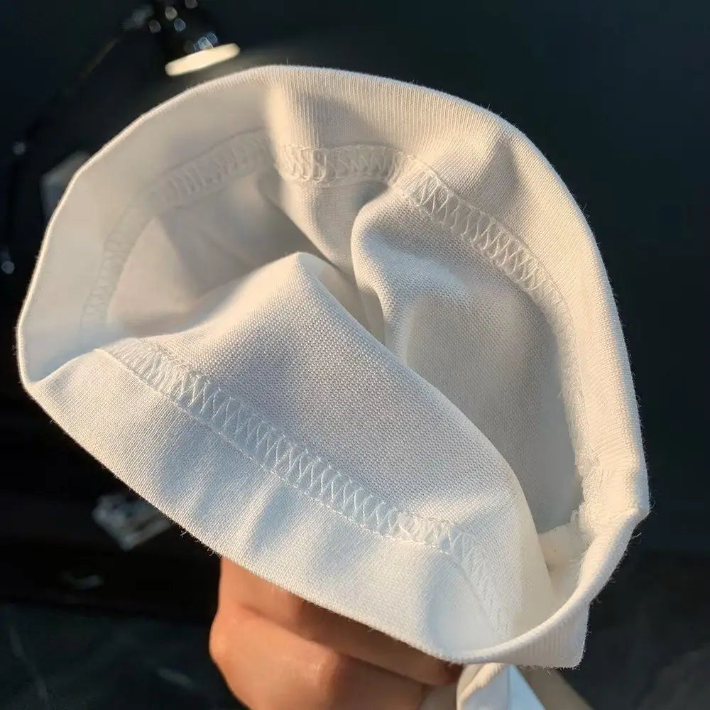 Summer Men's Cotton T-shirt Oversized Loose  Retro Trendy Printed Top High Quality Men's Clothing High Street Fashion Sweatshirt