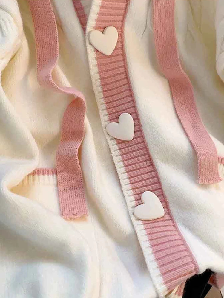 Jmprs Cute Sweet Cardigan Sweaters Women Lazy Wind White Knitted Coats Long Sleeve Loose Female Japan Kawaii Elegant Hooded Tops