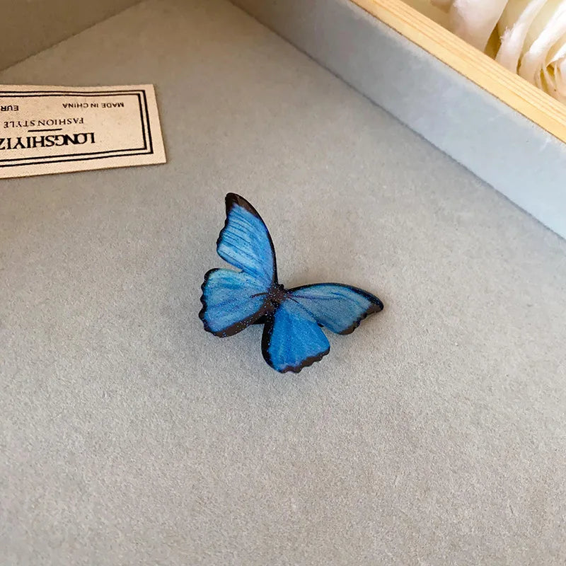 Fairy Dark Blue Gradient Butterfly Shiny Duckbill Hair Clips for Women Pastoral New Premium Dreamy Fashion Luxury Accessories