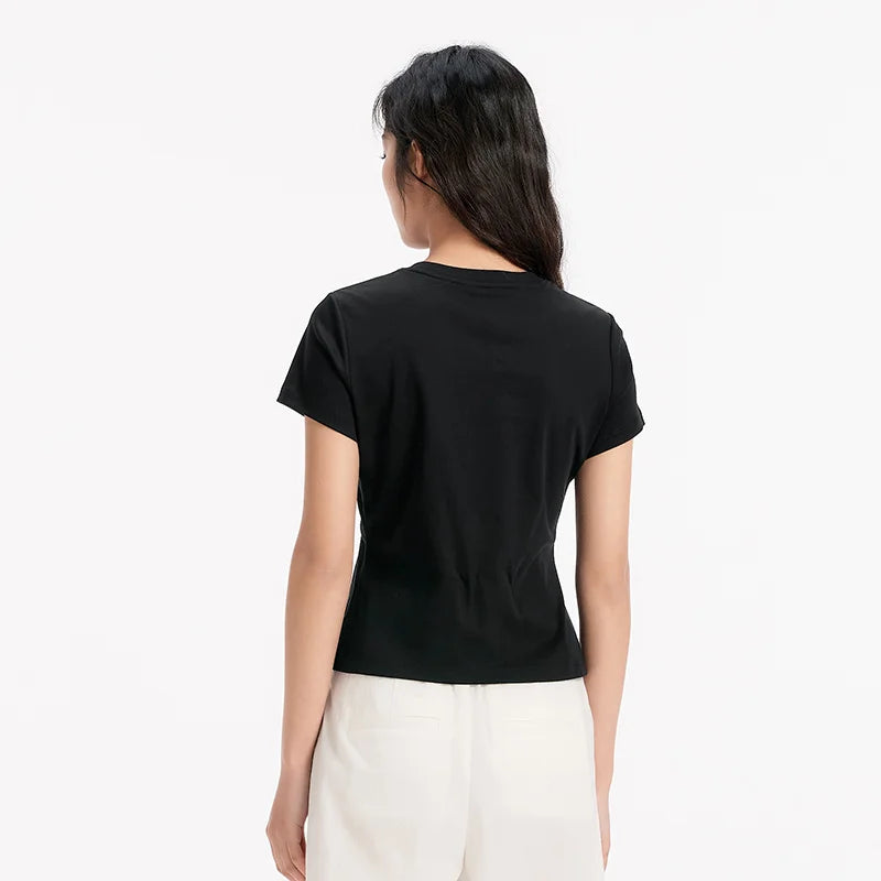 Semir Twist Knot Design Short Sleeve Tee Women Slim Fit 2025 Summer New Fashionable Casual Top