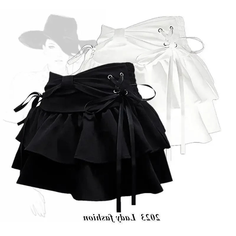 Pure Desire Mini Dress Bow Tied One Hundred Pleated Skirt Slimming A- line Sensibility Summer Skirt Anti-exposure Pants