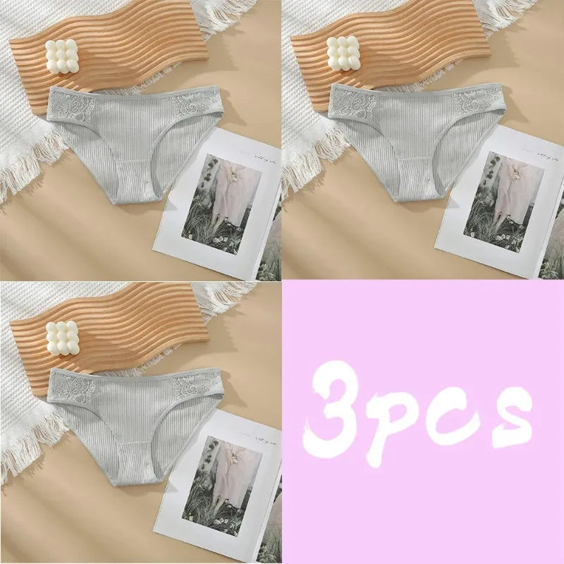 3pcs Solid Color Women's Sexy 100% Cotton Panties Women's Triangle Pants Women's Close Fitting Clothing Women's Underwear