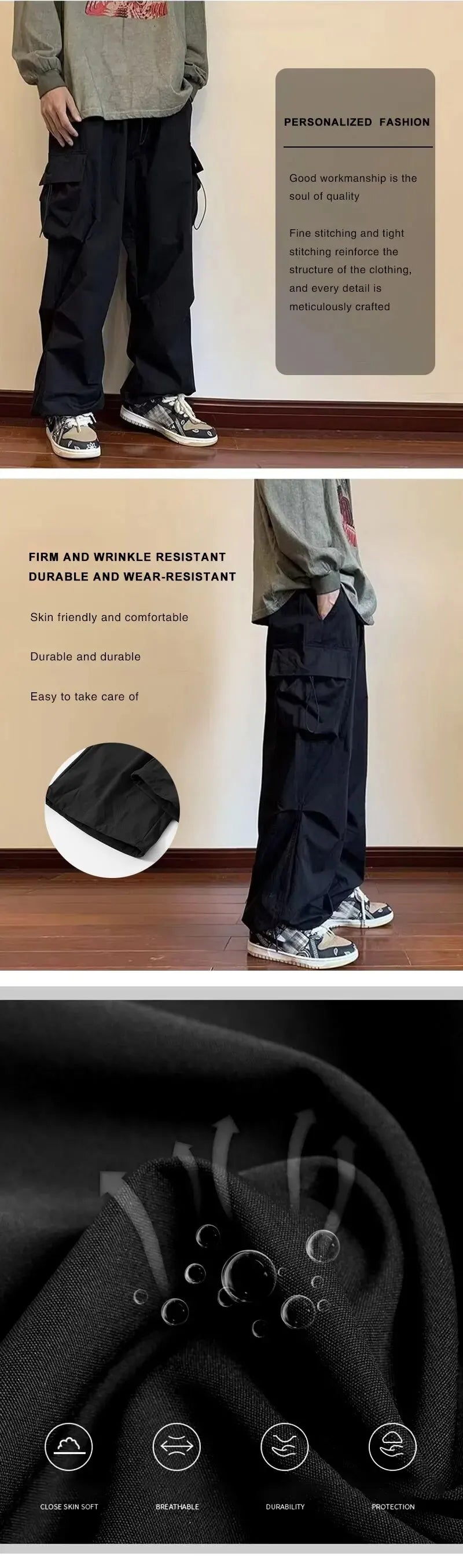 2025 New Men's Overalls Multi-Pocket American Hiphop Pants Men's Ins High Street Spring And Autumn Bunched Foot Assault Pants