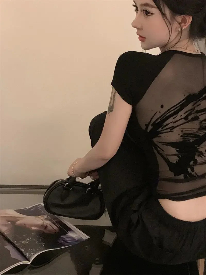 Sexy Women's T-shirt Short Sleeve Female Top Aesthetic Clothing One Pieces Korean Reviews Clothes Clearance Cheap Many Youthful