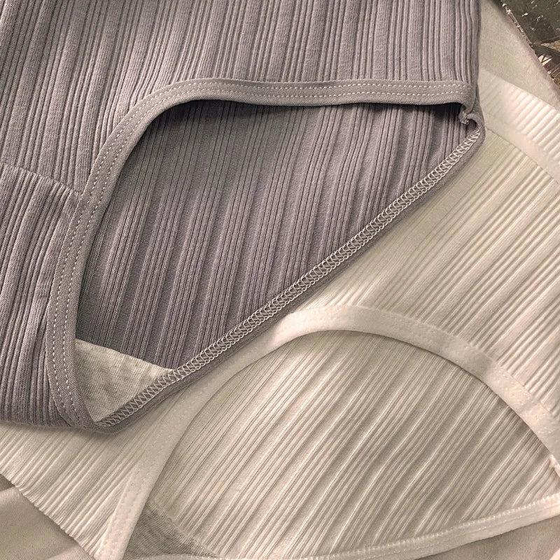 3PCS/Set Sports Style Cotton Women's Panties Girls' Underwear Breathable Mid Waist Shorts Sexy Lingerie Plus Size Solid Briefs