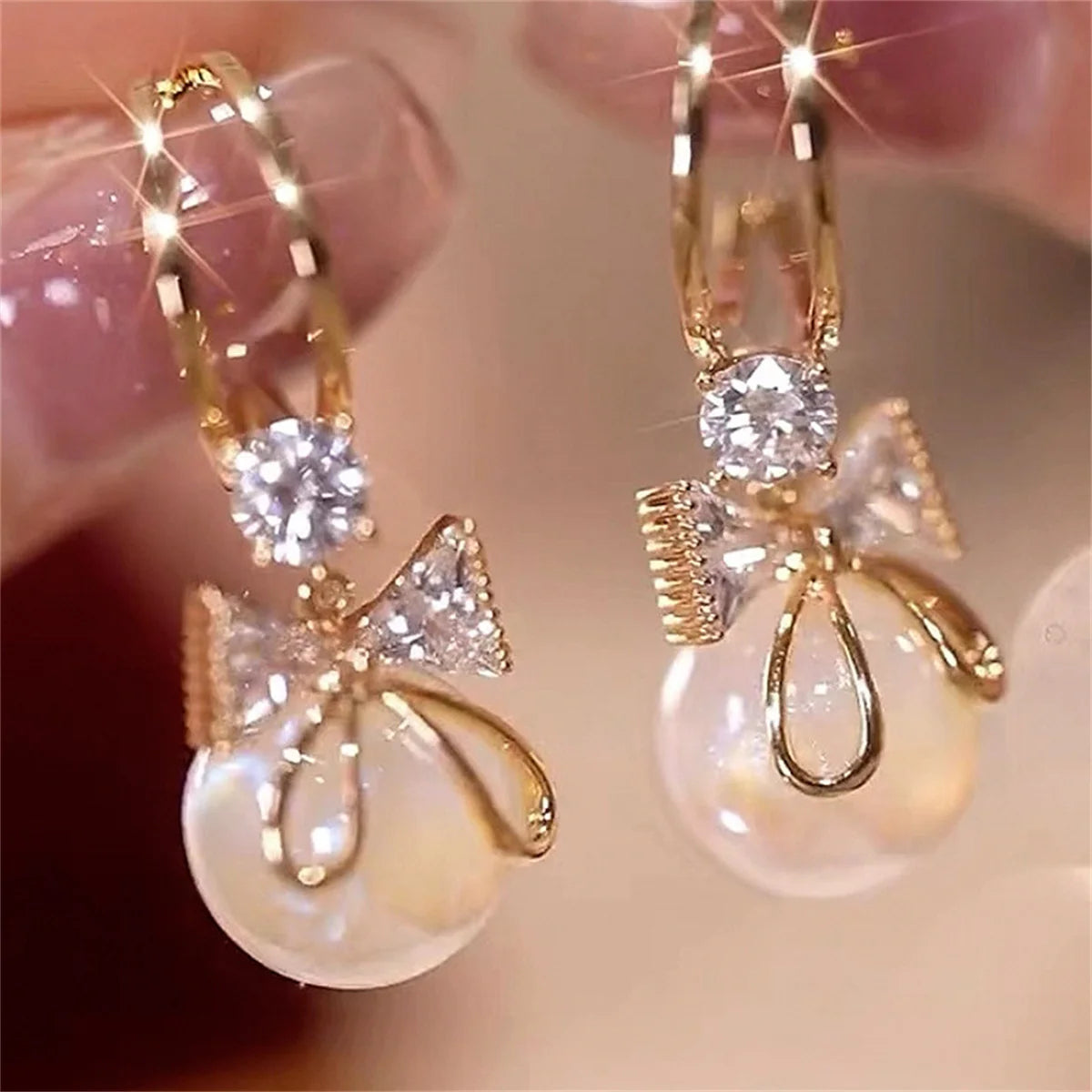 2PC Women's Trendy Bow Earrings Set European American Style for Outdoor Travel Carnival Banquet Party Festival Fashion Gift