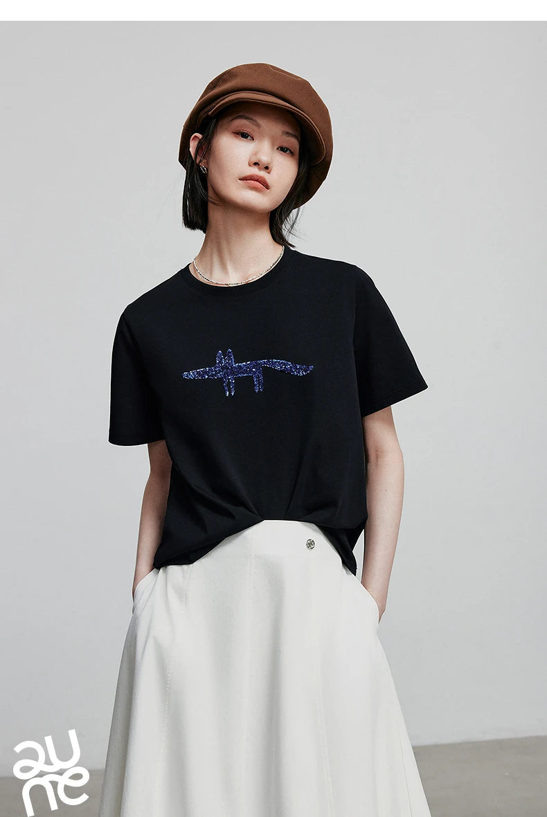 TOYOUTH Women Short Sleeve T shirt 2025 Spring New Tops 8521035