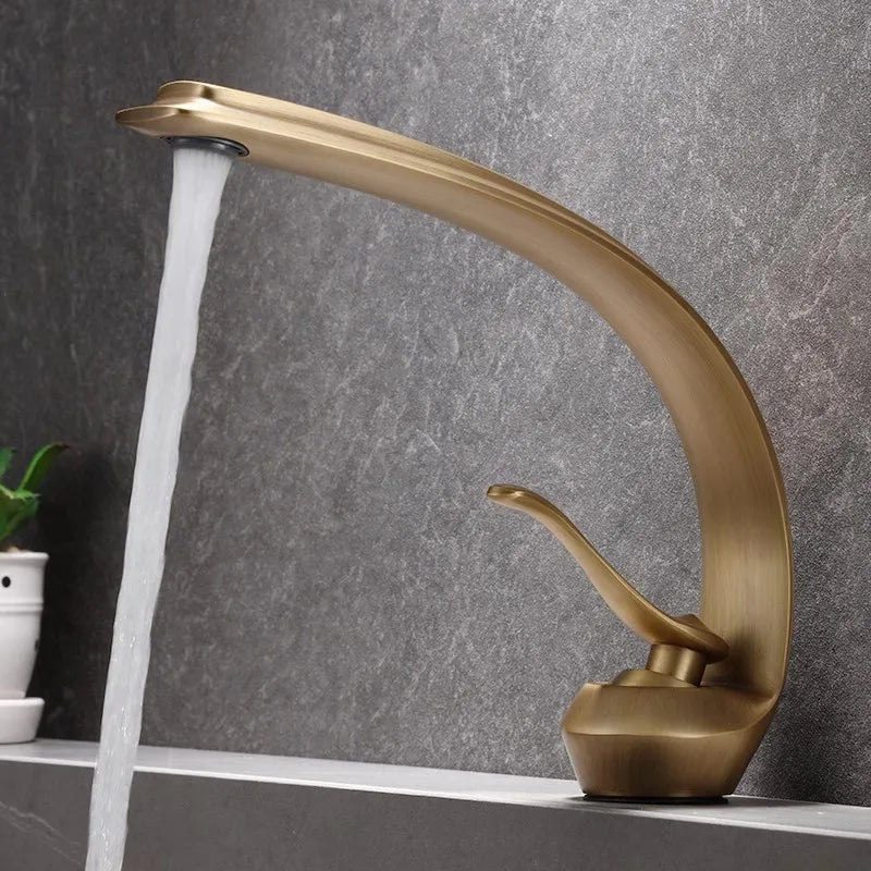 Antique Bronze Bathroom Faucet Brass Basin Faucets  Hot & Cold Bathroom Sink Faucet Waterfall Lavotory Faucet  Mixer Water Tap