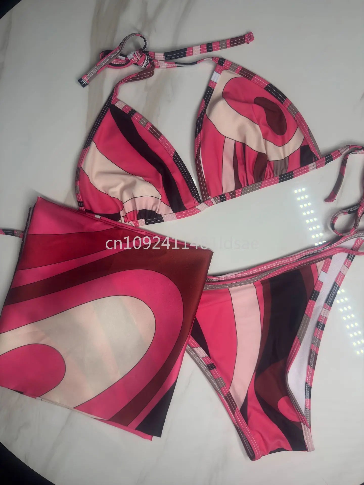 Luxury Design Women's Scarf Bikini Set Italy Designer Brand Scarf Strapless Swimsuit