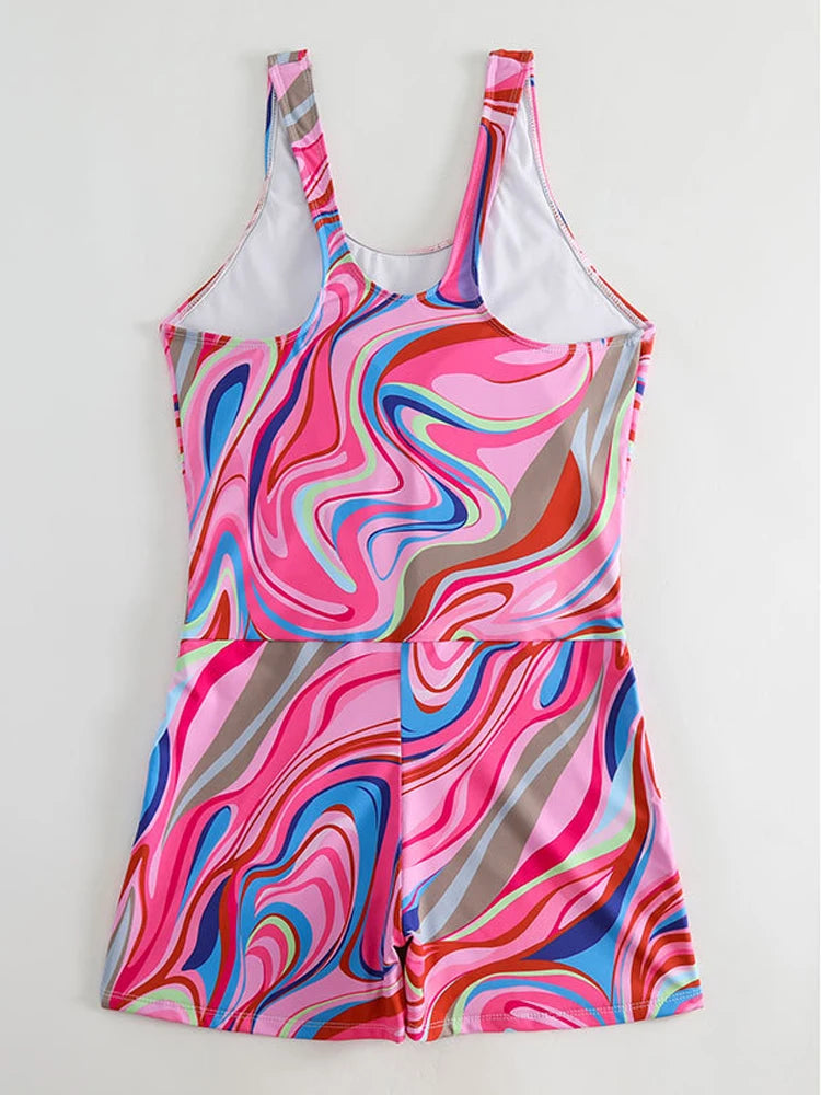 VigoCasey Sexy 2025 Pink Print Strapped Swimwear Women Push Up One Piece Swimsuit Monokini Backless Summer Beach Bathing Suit