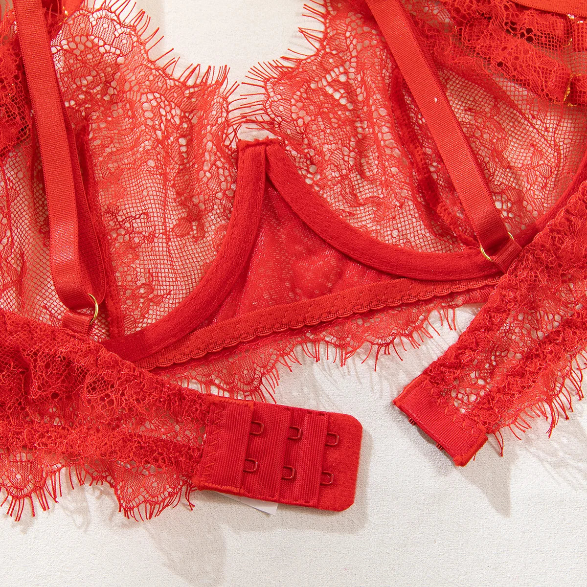 Diccvicc Lingerie Sexy Hot Eyelash Lace Trim Bandage Bra Garter Belts with Underwear Panty Transparent Intimacy Wear Exotic Set