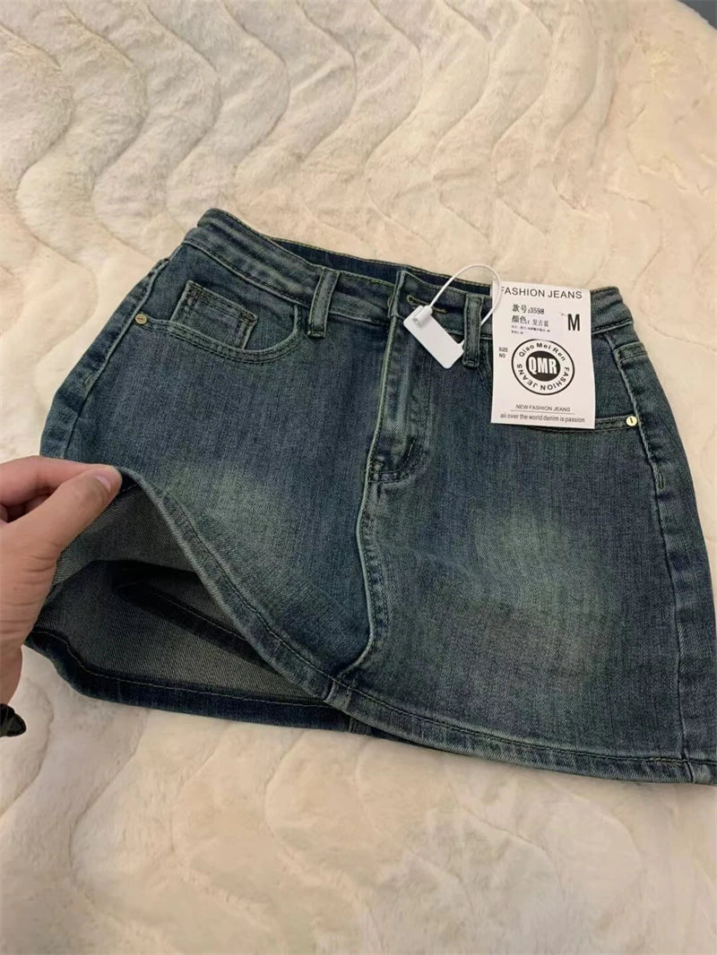 Women's Blue A-Line Skirt Y2k Mini Skirts Korean Harajuku Vintage 90s Aesthetic Shorts Skirt 2000s Fashion Clothes Summer 2024