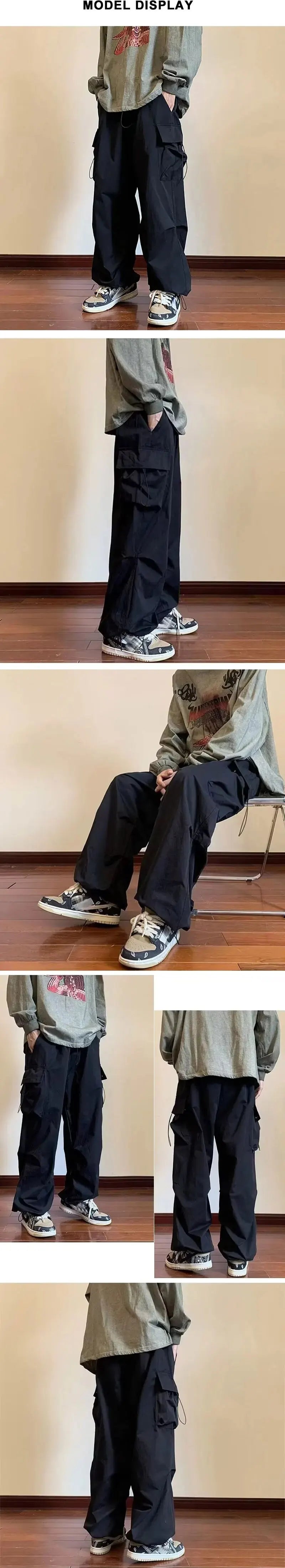 2025 New Men's Overalls Multi-Pocket American Hiphop Pants Men's Ins High Street Spring And Autumn Bunched Foot Assault Pants