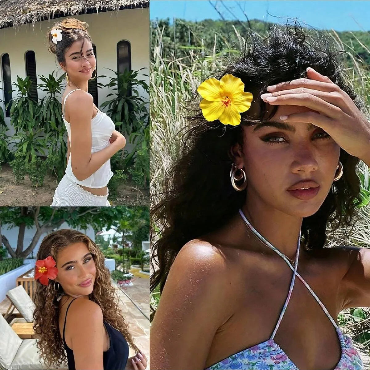 New Bohemian Style Hibiscus Flower Sweet Seaside Beach Resort Style Egg Flower Hair Clip For Women