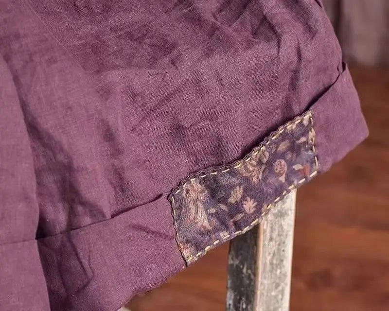 Women Retro Ethnic Style Patch Oversize Cotton Linen Short Pants Summer Female Casual High Waist Beach Shorts Pantalones Cortos