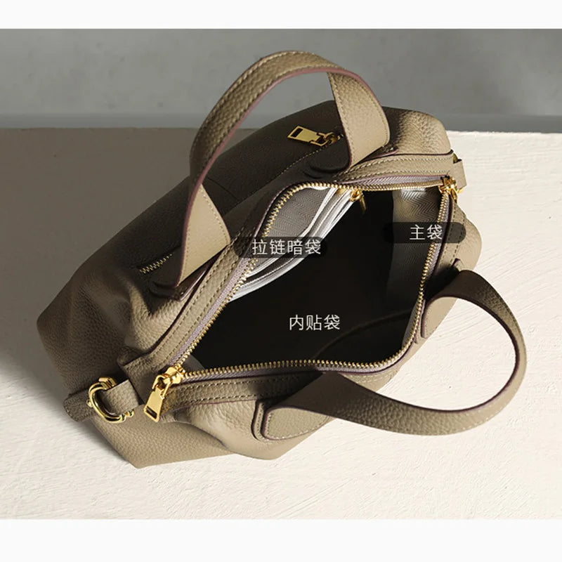 MKCCCKA Underarm bag TOGO cow leather French Tote bag 2025 New Fashion large capacity portable one shoulder Leather women's bag