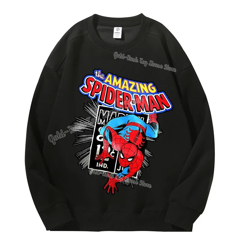 High Quatily Cotton Spiderman Print Sweatshirt Crew Neck Casual Pullovers Streetwear Sweatshirts for Women Long Sleeve Clothing