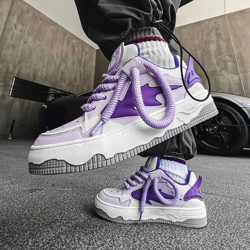 2024 Fashion Purple Mens Skateboard Shoes Streetwear Sneakers Spring Low top Board Sneakers Man Unisex Trend Shoes basket homme