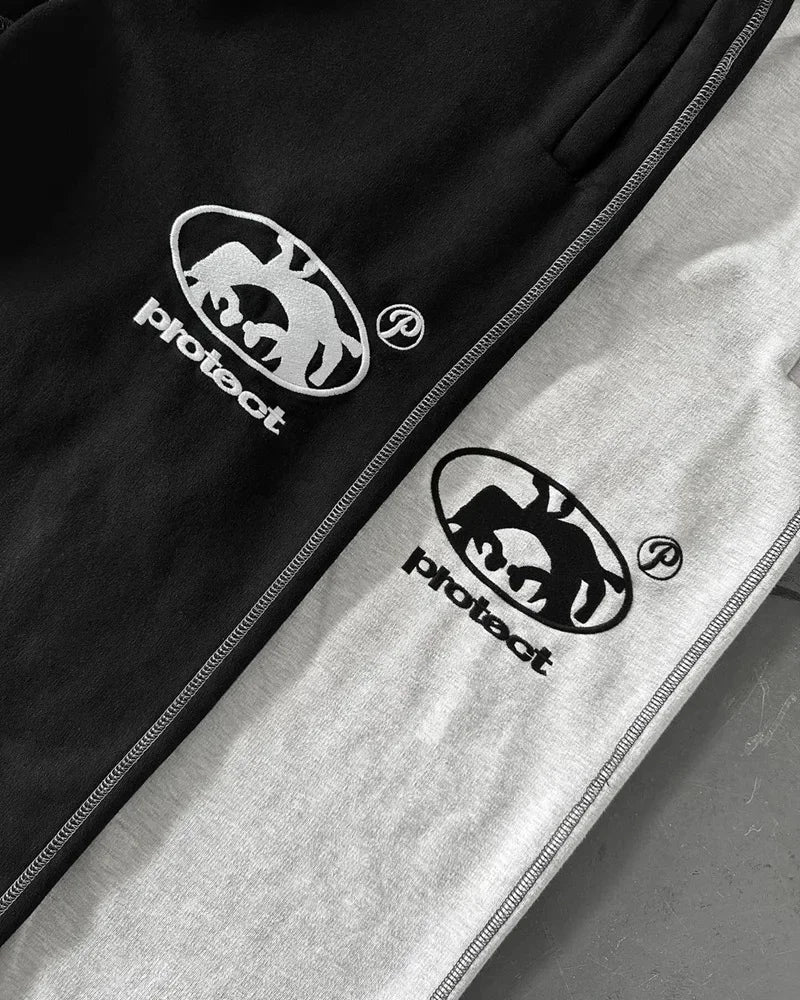 Street wear PROTECT Fashion Letter Embroidery Loose Sweatpants Men's And Women's Y2K Harajuku Hip-Hop Gothic Casual Joker Pants