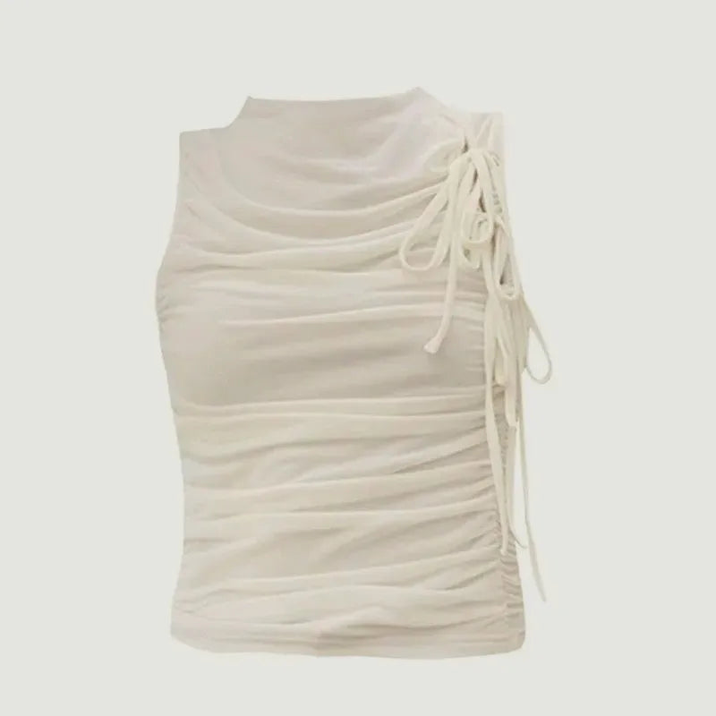 Tonngirls Vintage Tank Tops Women Sleevelss See Through Mesh Tops Streetwear Y2k Retro Crop Tops 2000s Korean Style Summer Tops