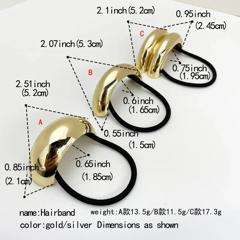 Fashion Punk Hair Bands Metal Irregular Double-Layer Elastic Hair Scrunchies Hair Rope Women  Ponytail Holder Hair Accessories