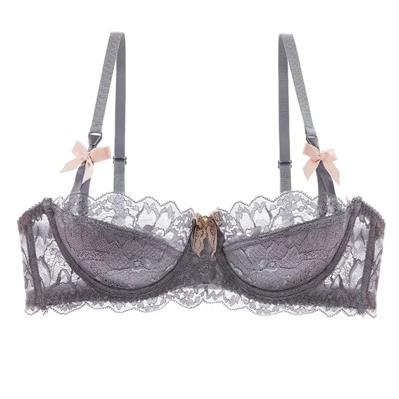 MOYISU Rabbit Ear AB Cup Pure Desire Girl Bra Set | Pull-up Bra with Bow | Breathable French lace Bra | Anti-slip Cup Date Night