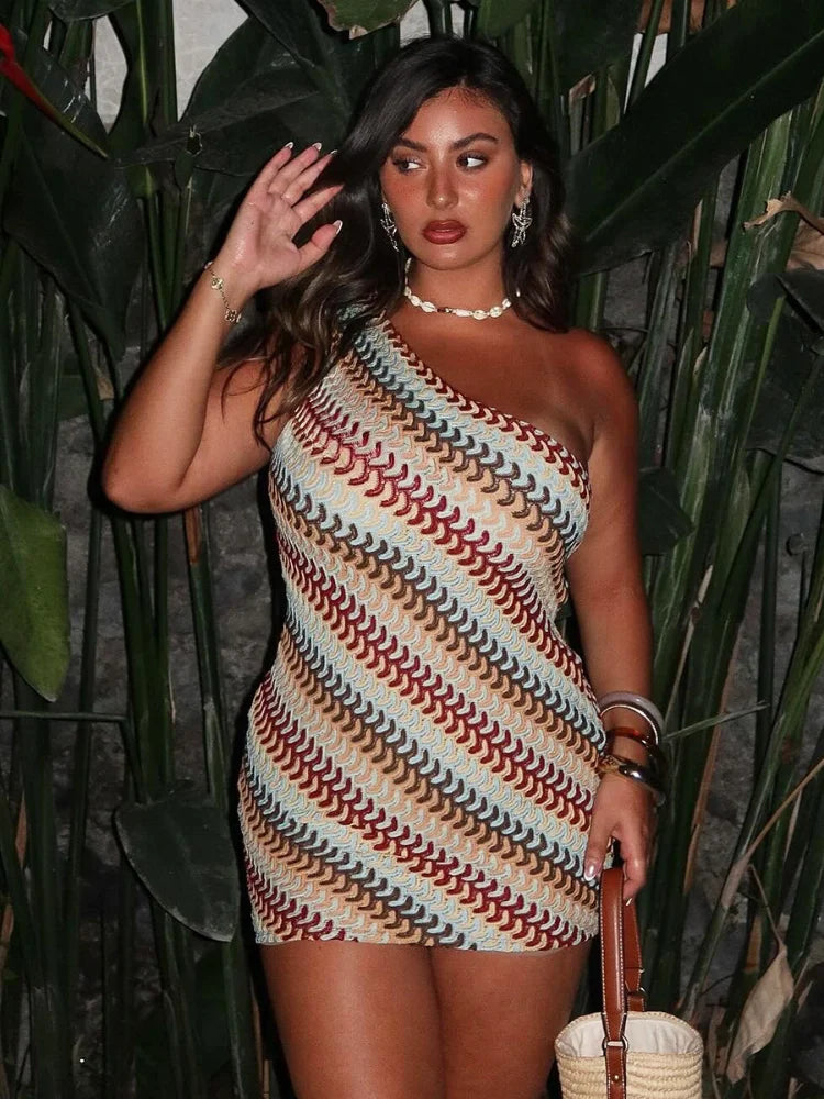 Sexy Printed Colorful Deep V-neck Crochet Maxi Dress Women Chic Sleeveless Backless Sling Slim Vestido 2025 Lady Vacation Robes