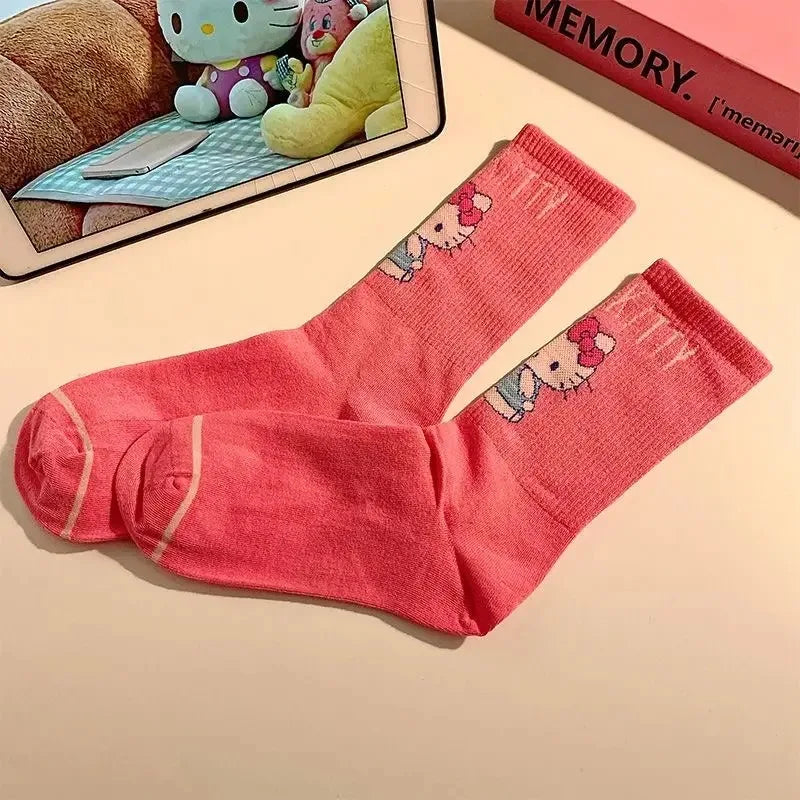Sanrio Hello Kitty Winter Autumn Warm Socks Children Long Socks Women Girls Costume Accessories Hello Kitty Things Y2K Sock 2024