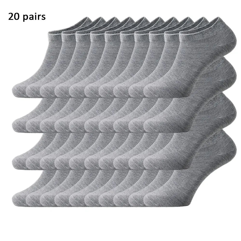 Unisex 40/20/10 Pairs of Solid Color Socks, Soft and Lightweight Ankle Socks, WOMEN'S Casual Boat Socks, Low Cut Ankle Socks