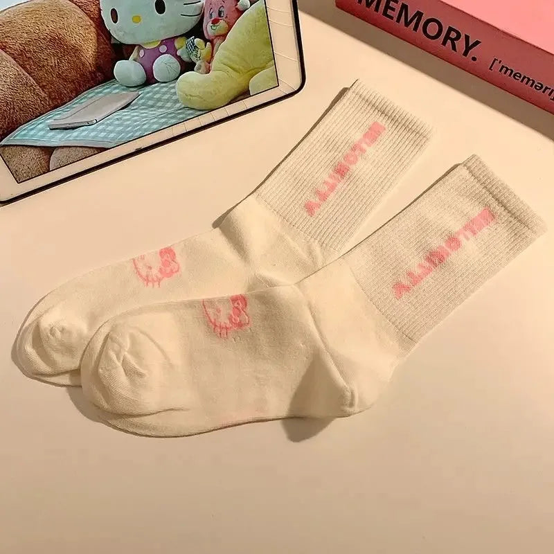 Sanrio Hello Kitty Winter Autumn Warm Socks Children Long Socks Women Girls Costume Accessories Hello Kitty Things Y2K Sock 2024
