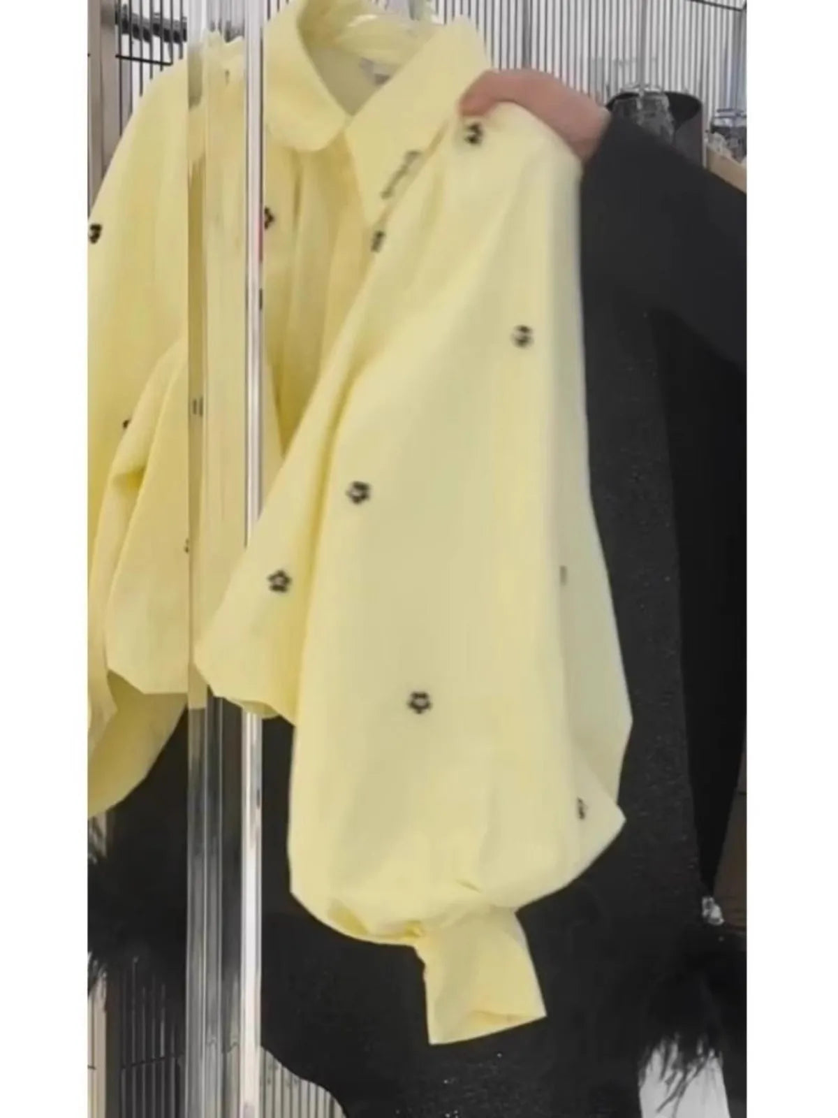 Women's Look Younger Instantly Elegant Shirt Turn-down Collar Long Puffy Sleeve Cropped Blouse Spring Casual Office Lady Blouse