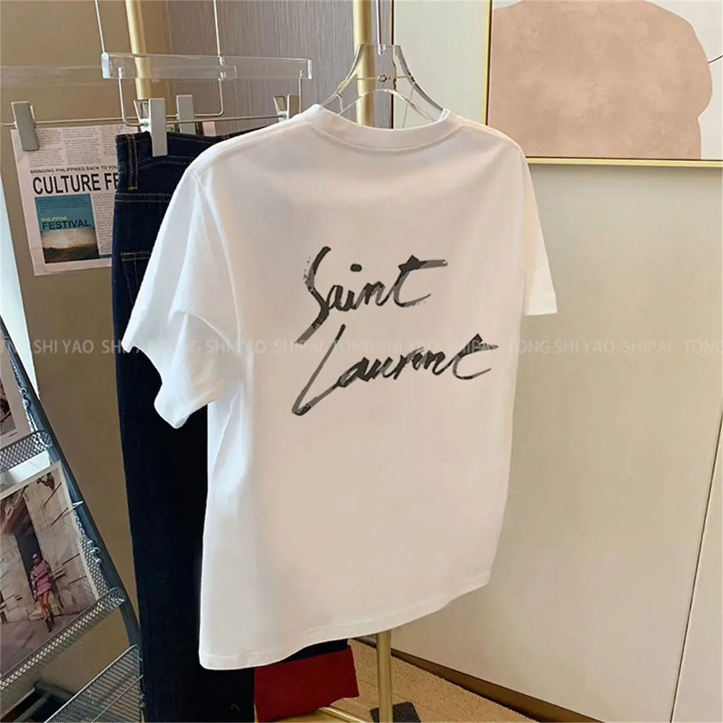 Oversize short-sleeved t-shirt women's and men's summer 2025 new design trendy loose lazy unique chic top